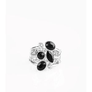 Black Diamonds Silver Ring